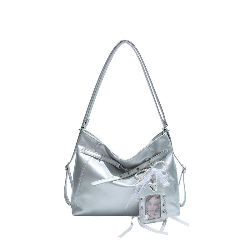 

Повседневная большая вместительная сумка-тоут на одно плечо, универсальная для поездок на работу и различных способов ношения серебряный