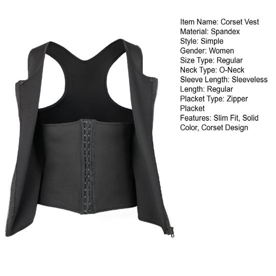 Herren Schlankheitskorsett Weste Rundhals Ärmellos Doppellagig Bauchkontrolle Shapewear Top Reißverschlussleiste Bodyformer Dreiknöpfiges Oberteil