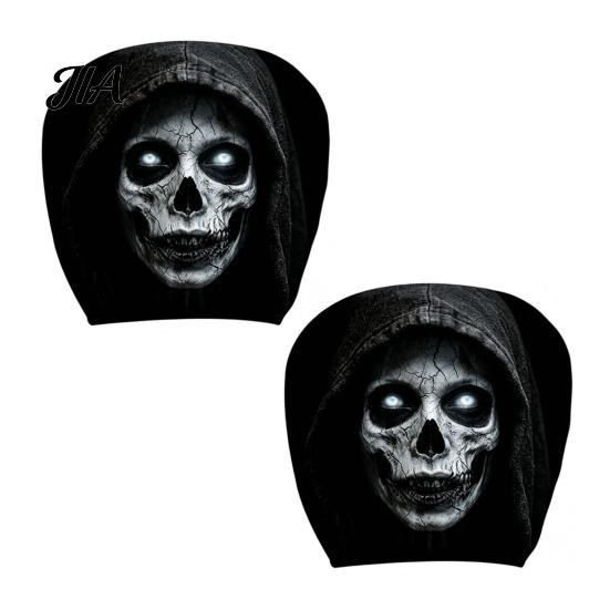 Anti-fouling Car Seat Protectors 2Pcs Ghost Face Headrest Covers, Halloween Horror Decorations, Easy Installation Sleeves Universal Fit Washable