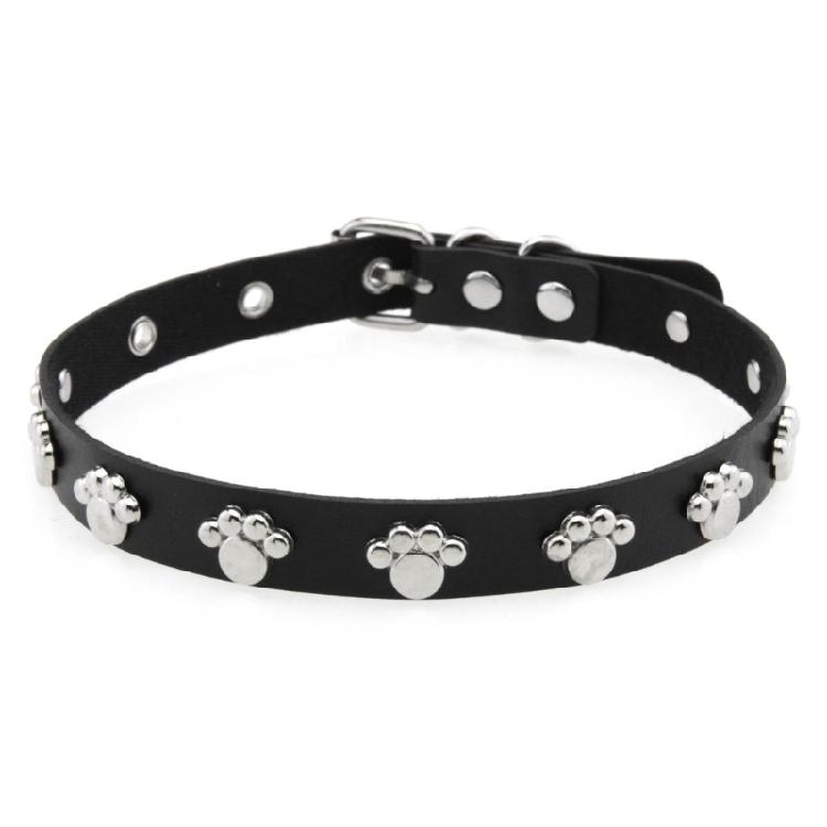 

Soft PU Leather Paws Print Adjustable Neck Collar With Metal Clasp For Costume Accessories And Streetwear Fashion чорний