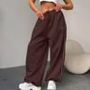 Szare spodnie dresowe Y2k z haftowanymi literami dla kobiet, codzienne, luźne, różowe joggery, szerokie nogawki, proste nogawki, klasyczne spodnie sportowe