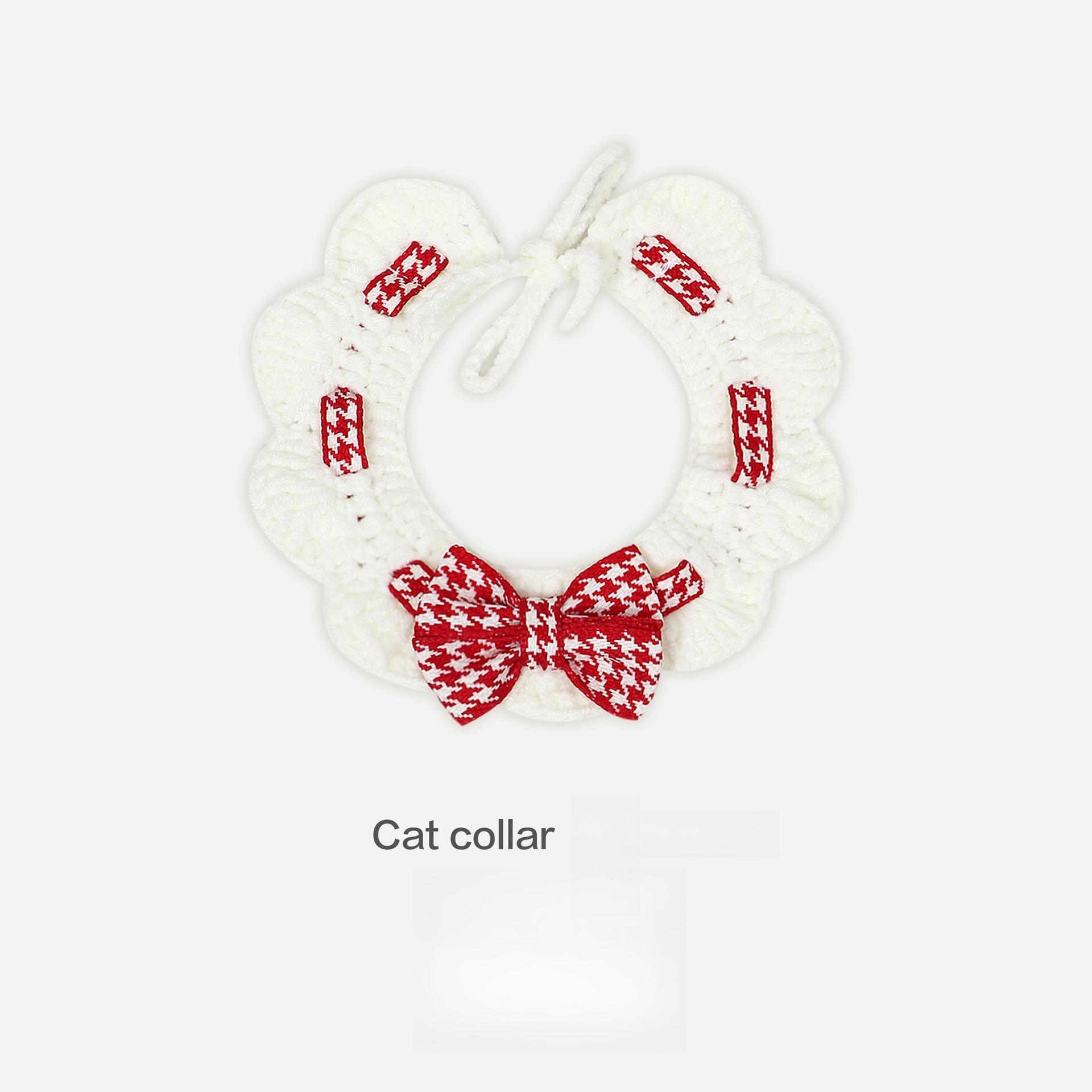 

Красный и Черный Клетчатый Гусиная Лапка Воротник-Слюнявчик для Питомца Водное Полотенце Вязаный Воротник Украшение Используется для Маленьких Питомцев Аксессуары с Бантиком S красный