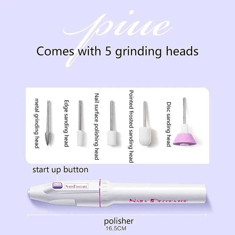 5 in 1 Electric Nail Polish Drill Machine With Light Portable Mini Electric Manicure Art Pen Tools For Gel Remover