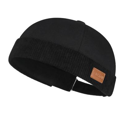 Casual Adjustable Brimless Hat Corduroy Vintage Docker Cap Solid Color Landlord Hat Unisex