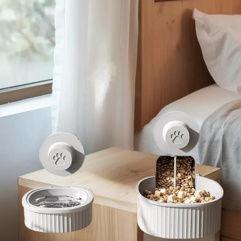 Hanging Water Dispenser for Pet Cages Automatic Drinking Fountain for Cats and Dogs with Integrated Feeder and Food Bowl