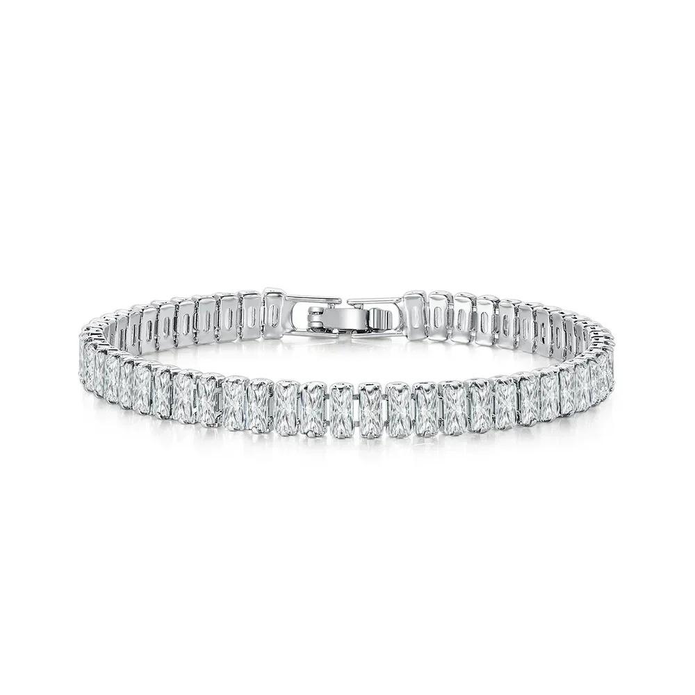 New 925 Sterling Silver Cubic Zirconia Square Rose Gold Bracelet Luxury Fashion Lady Exquisite Engagement Wedding Jewelry Gift