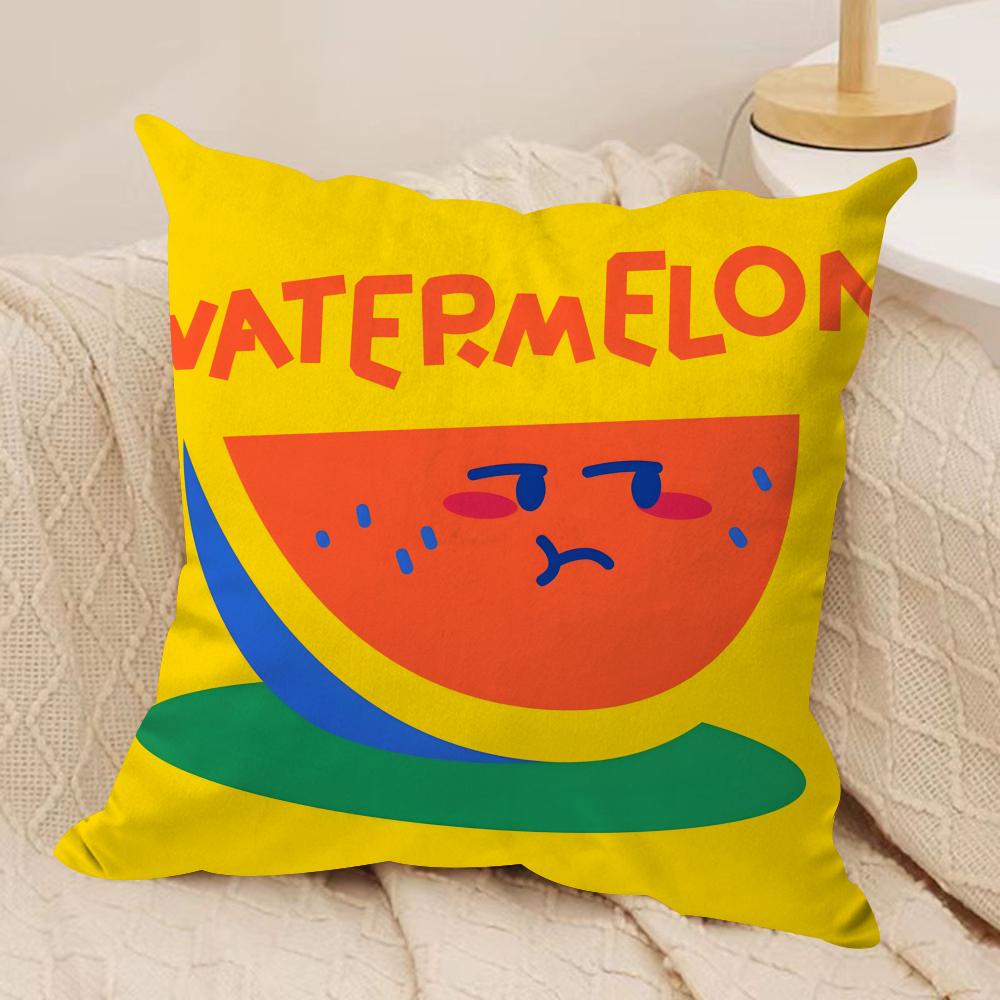 Cute Anime Fruit Cushion Cover Soft Plush Fabric DoubleSided Printed Sofa Cushion Cover for All Seasons Home Decor Gift