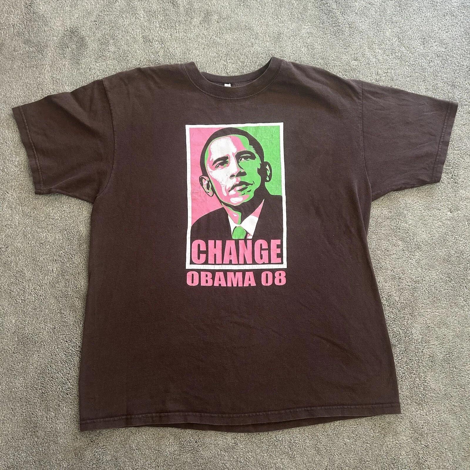 

Barack Obama 08 Change Campaign Graphic T-Shirt Men’s XL Vintage Y2K Anvil Tag S