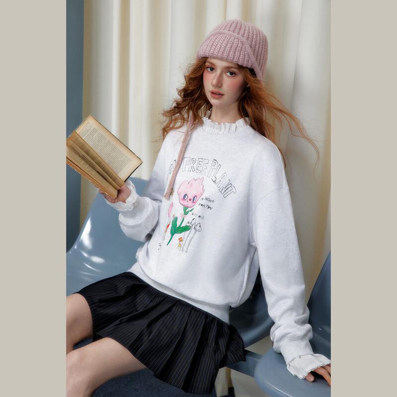 

UNIFREE Floral Print Round Neck Sweatshirt L