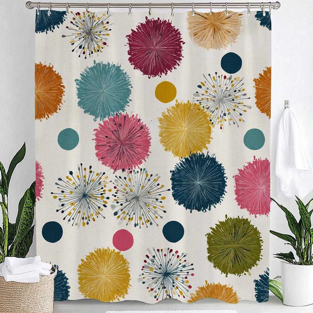 

Colorful Modern Geometric Printed Shower Curtain, Polyester Shower Curtain With Hooks For Bathroom Decorative Home Curtain W60H190(CM)-1 Pcs