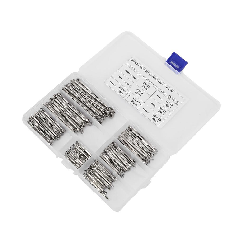 150pcs Cotter Pin Clips Assortment Stainless Steel 7 Specifications Split Pins Universal Car Accessory