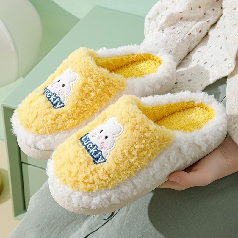 

Хлопковые тапочки для женщин на осень и зиму, для дома, теплые, на толстой подошве, плюшевые тапочки для пары 40-41 жёлтый