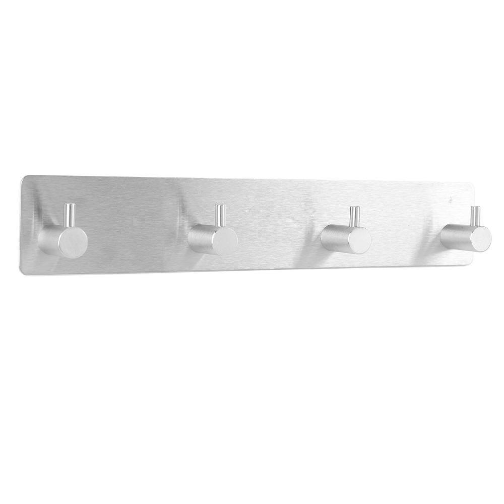 Silver Coat Hanger Self Adhesive Towel Hanging Hook Durable Key Holder Home Dorm