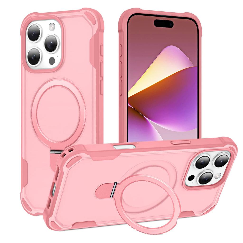 For iPhone 16e/16/15/14/13/12 Pro Max 16 Plus 11 Stand Case Compatible with Magnetic, Built-in Ring Holder Drop Protection Cover