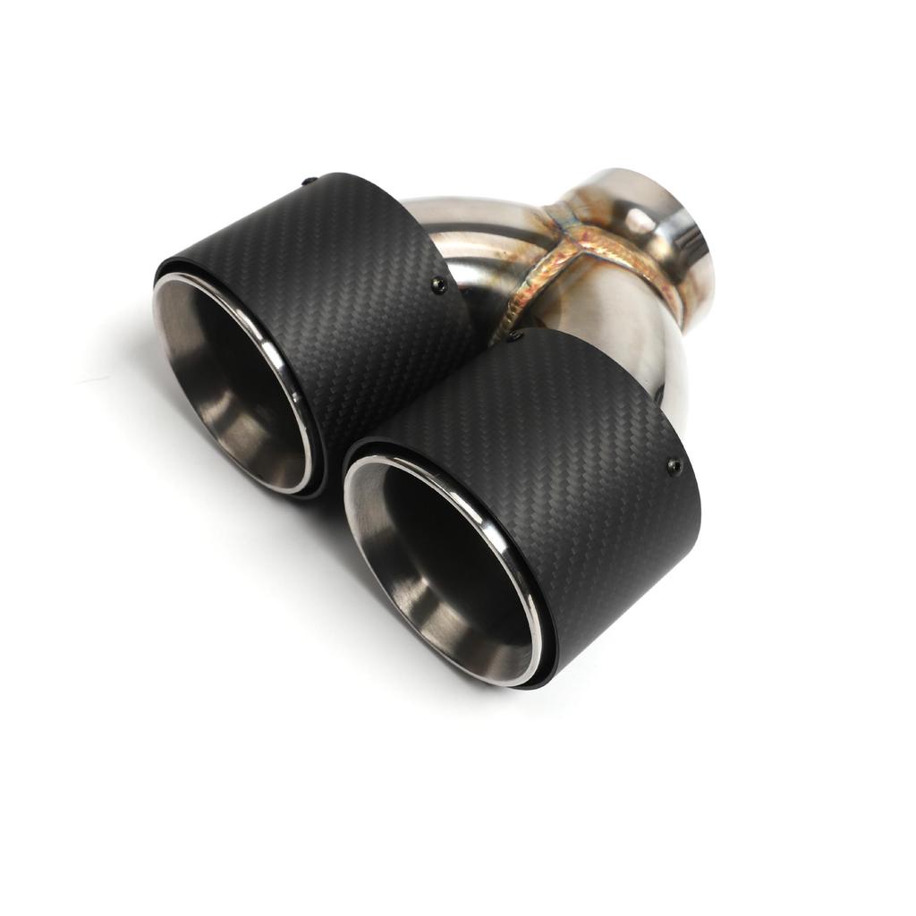 Universal Carbon Fiber Dual Tailpipe Exhaust - Stainless Steel