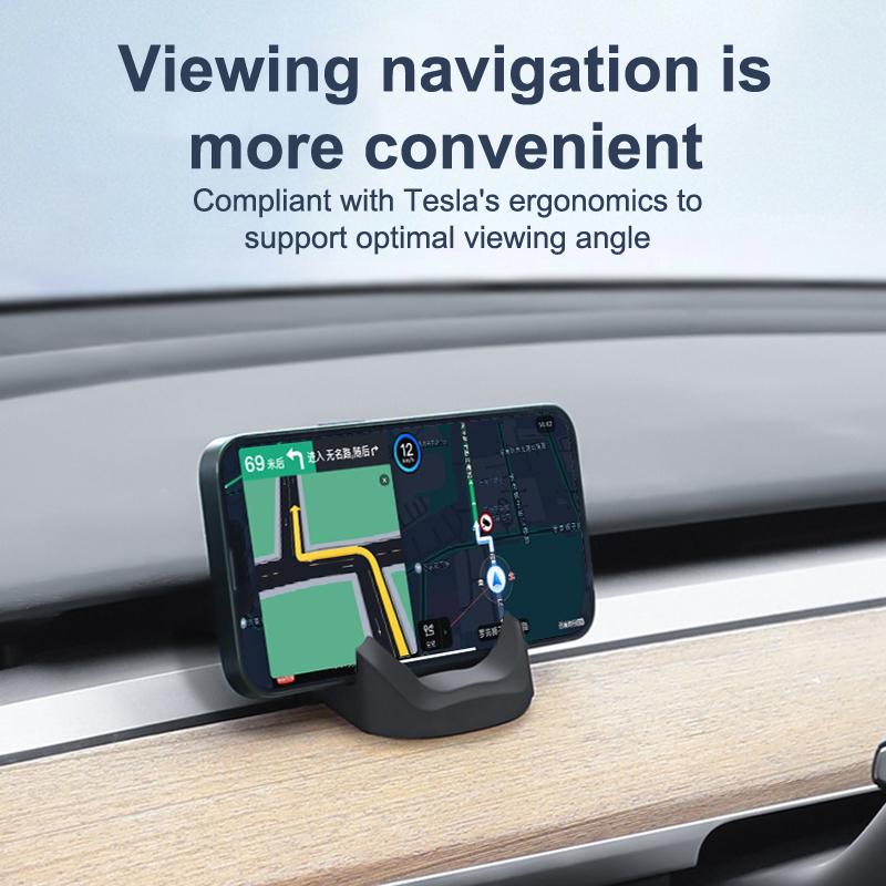Car Phone Holder For Highland Model 3/Y Silicone Phone Stand No Trace Clip-On For Dashboard Bracket For Model 3/Y
