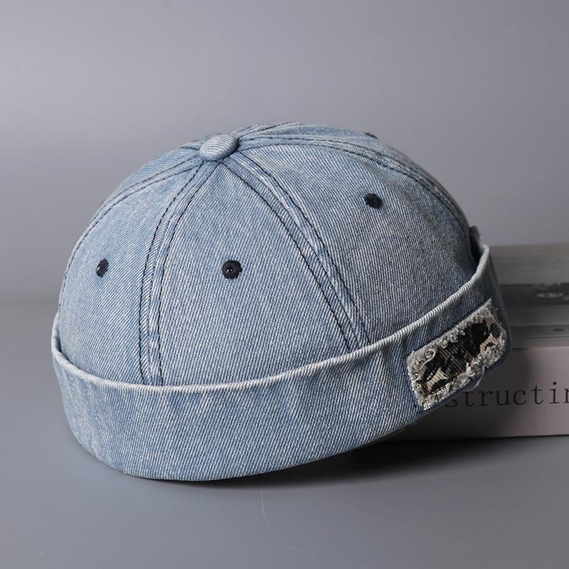 Rough letter embroidery retro denim melon hat men's and women's simple casual spring and summer versatile adjustable landlord hat