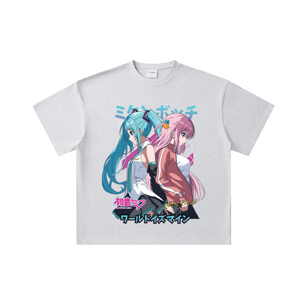 260 GSM Double Yarn 32 Count 100% Cotton Bocchi The Rock V3 Miku Bocchi Print Unisex Heavy Cotton T Shirt