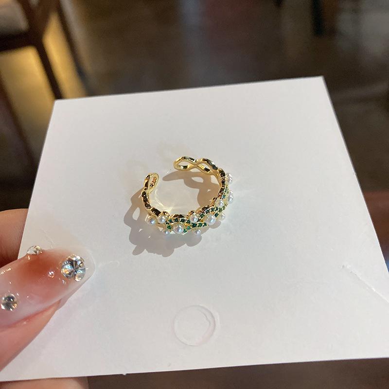 

Korean Double Layer Heart and Snake Zircon Ring