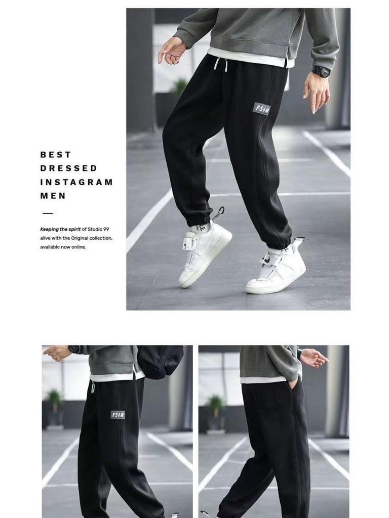 Men's Grey Sweatpants - Trendy Jogger for Spring, Autumn, Winter
