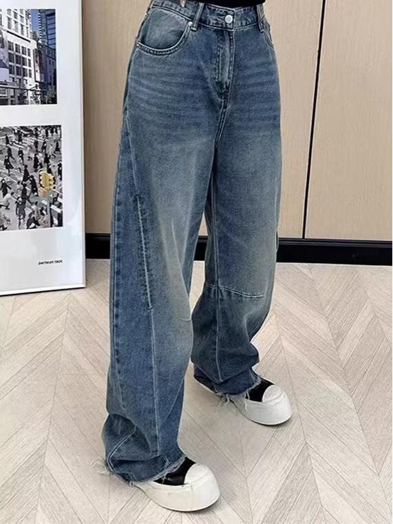 Plus Size Retro High Waist Straight Leg Jeans for Women - Spring/Autumn