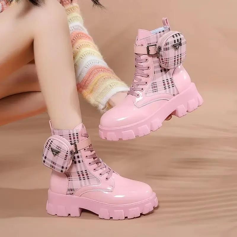 Fashion Women Platform High Top Fashion Boots Side Zipper Lace-up Versatile Warm Women Boots New In Women's Boots Mujer