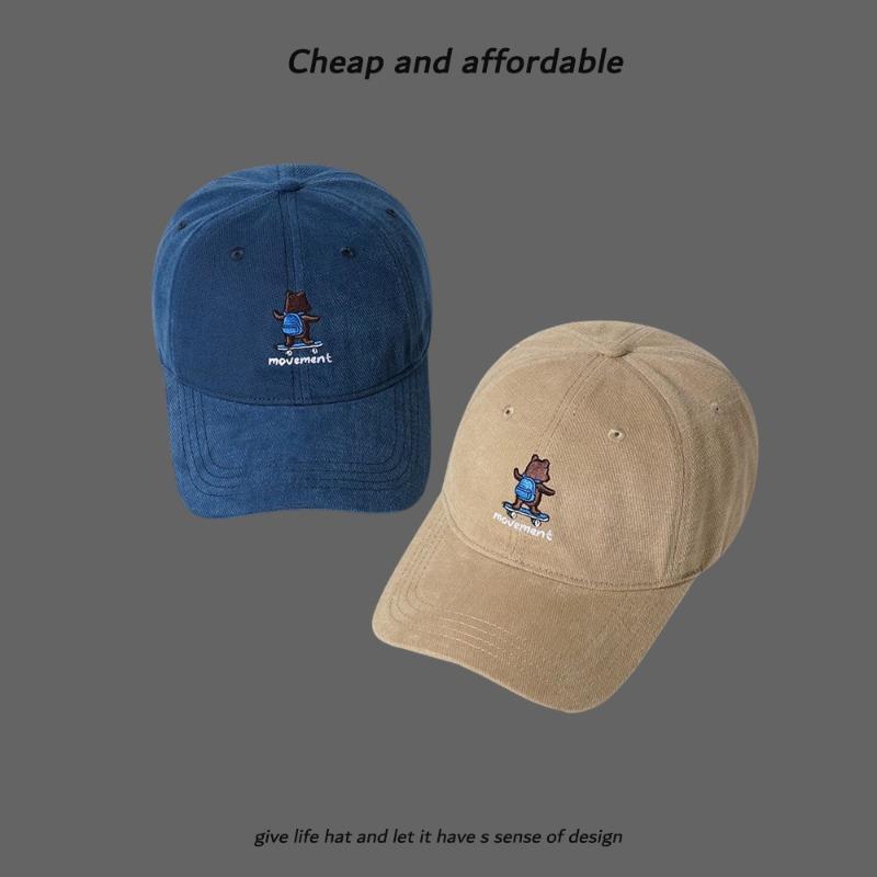 Bear Skateboard Personality Embroidery Cap Women's Versatile Face Small Soft Top Fashion Couple Shade Men's Baseball Cap