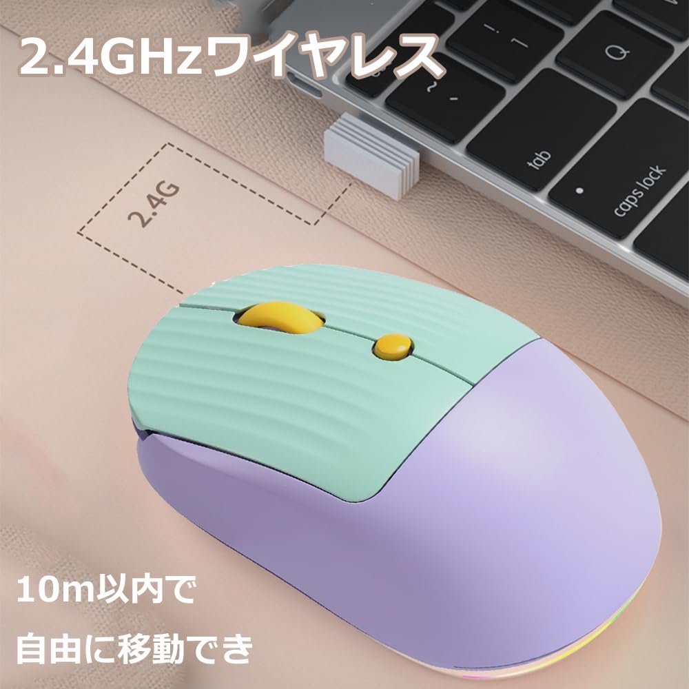 Wireless Mouse, Type-C Rechargeable, Cute Design, Right-Handed, 500mAh Built-in Lithium Battery, 2.4GHz Optical, Compact, Lightweight, 80012001600