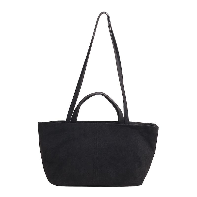 

Ретро легкая роскошь нишевая портативная сумка-тоут женская большой вместимости универсальная замшевая дорожная универсальная на плечо под мышку чёрный