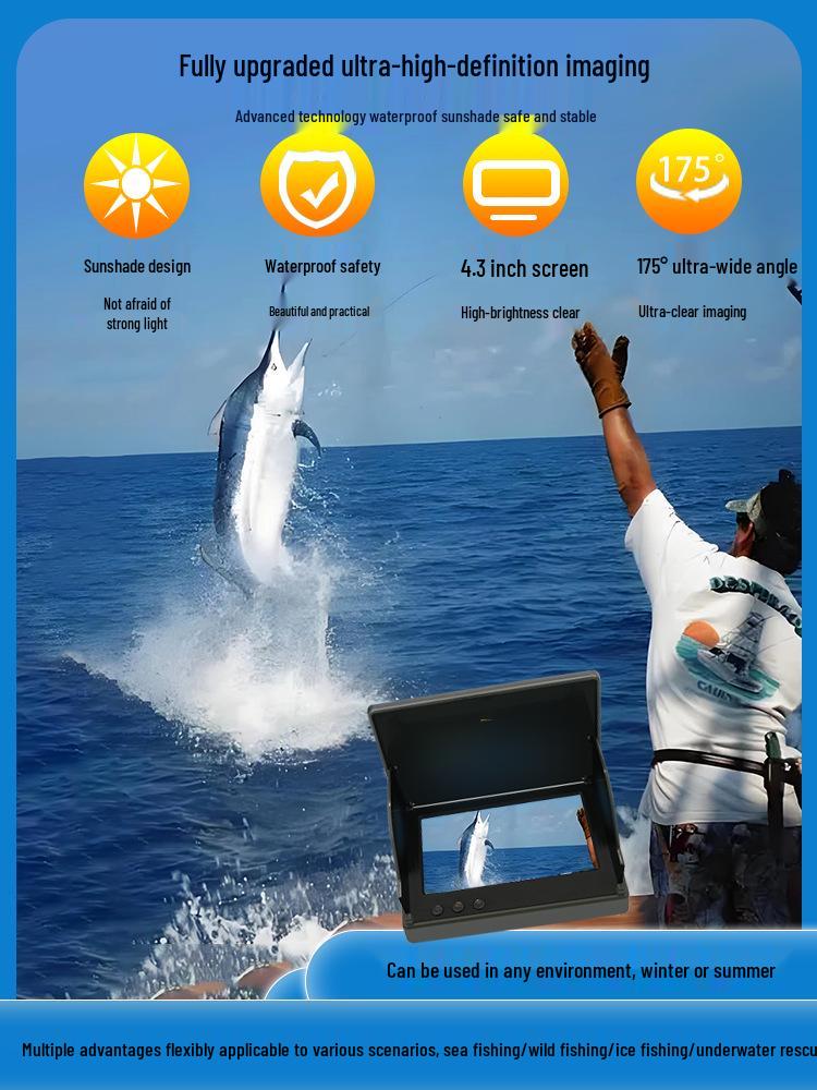 4.3/5" English-Russian Visual Fish Finder HD Night Vision Underwater Camera for Fishing