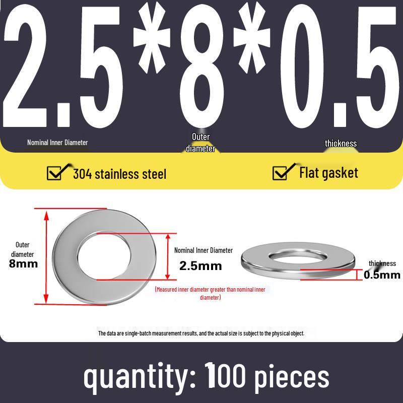 Plochá podložka z nerezové oceli 304 pro nastavení vůle hřídele (0,1/0,2/0,3 mm)