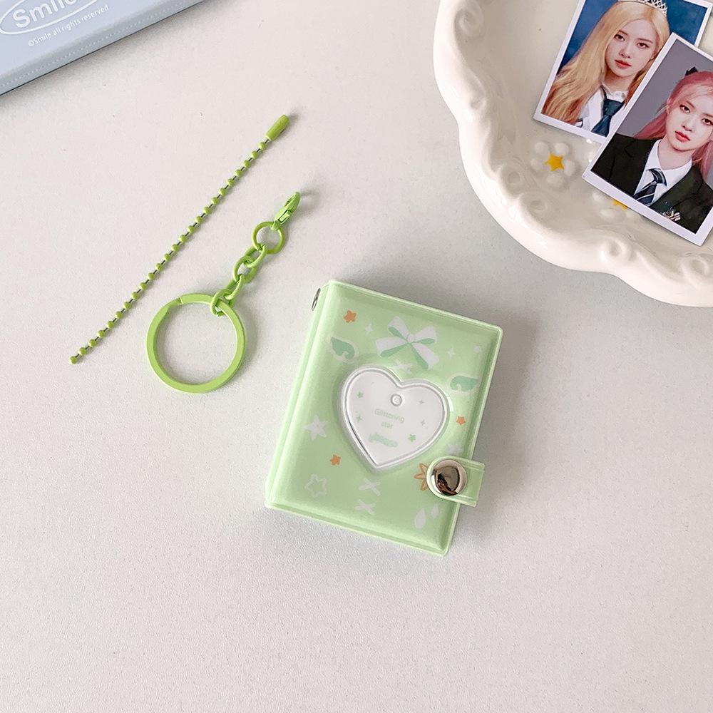 Hisocute Mini 2 Inch Keychain Pendant Photo Album Girl Love Big Head Sticker Storage Album ID Photo Card Album