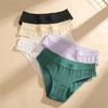 FINETOO 3Pcs/Set Cotton Striped Stretchy Underwear Women's Low Waist Panties Sexy Elastic Wide Belt Solid Color Briefs Comfort Lingerie