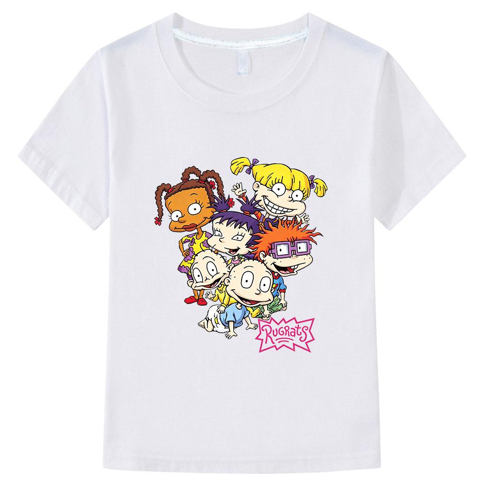Rugrats 100%Cotton Cartoon Children's T-Shirt Casual Cute Boys Tees Girls Tops Kids Retro O-Neck Short Sleeve Anime T-shirt Fun T-shirt Summer tops