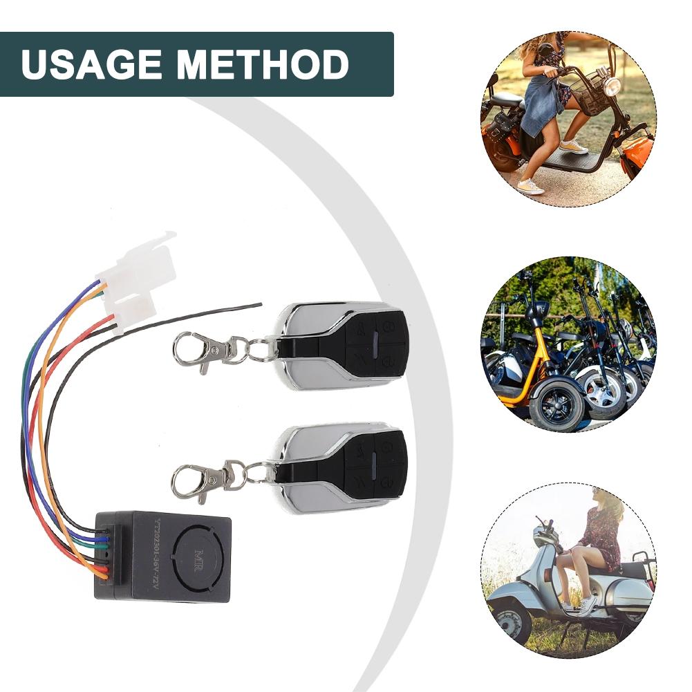 Control Box Remote Control Wireless 36-72V Alarm Anti-theft Black Lock
