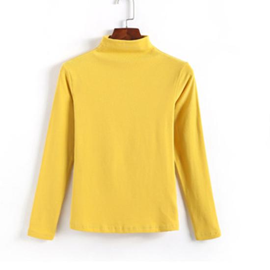 Podzim a zima Polovysoký límec Dámské tričko s dlouhým rukávem Košile s teplým spodkem Korejská verze Slim Fit Elastický Móda Dámské oblečení