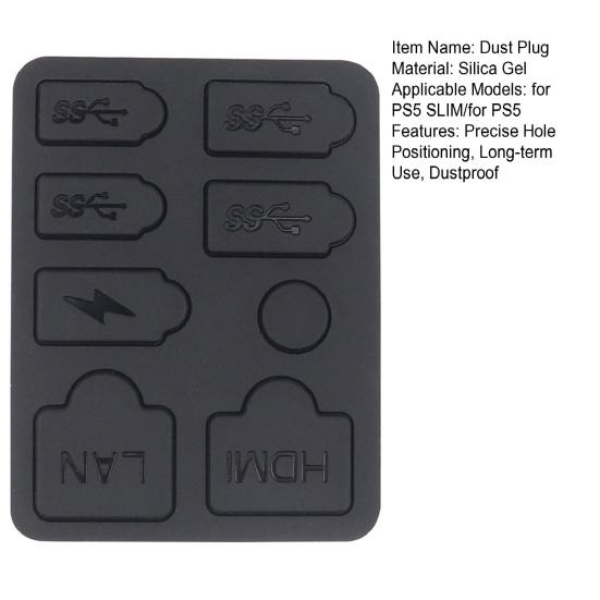 8 Teile/satz Konsole Staub Abdeckung USB HDMI-Kompatibel Protector Präzise Loch Positionierung Langfristige Nutzung Staubdicht Stecker für PS5 SCHLANK