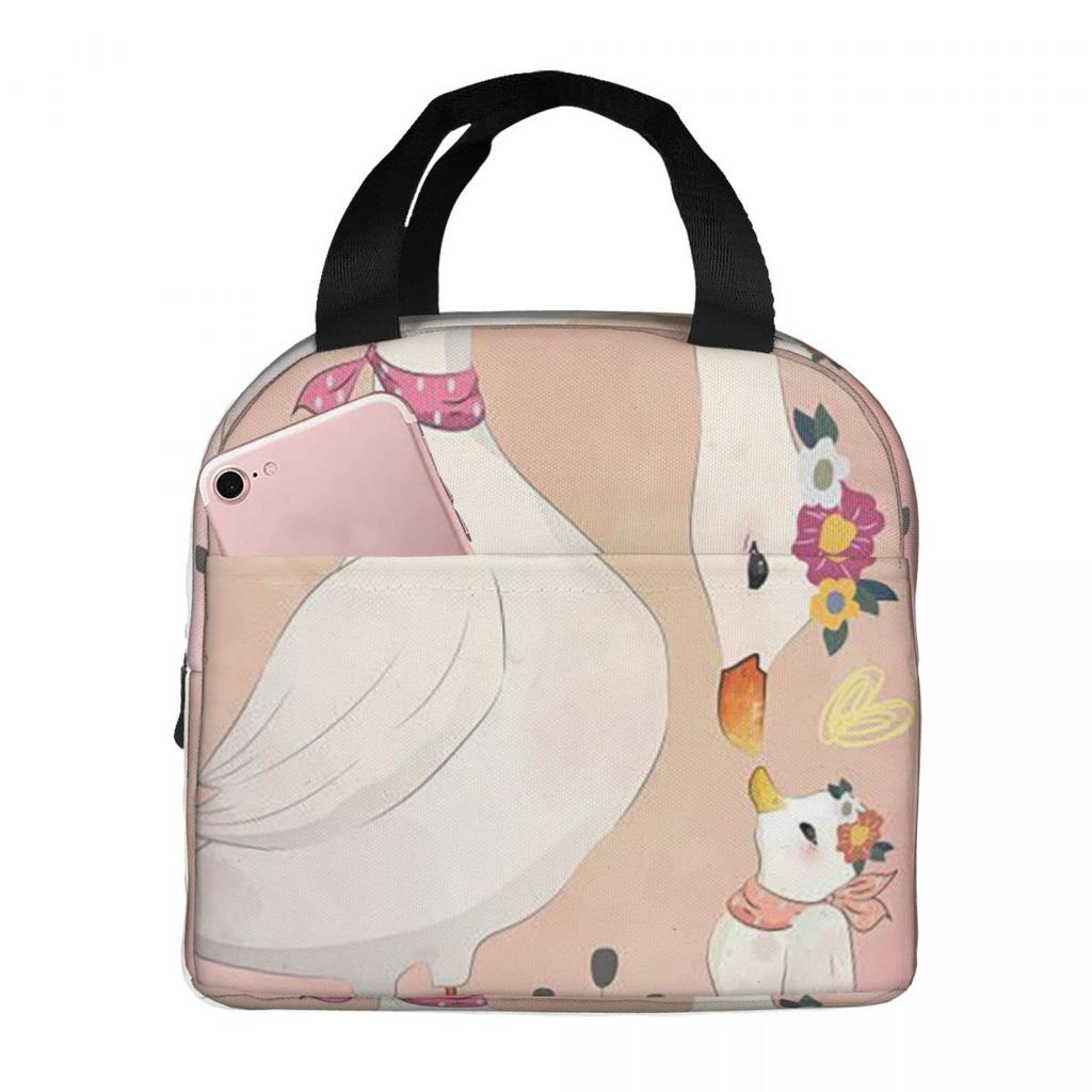 Duck Mom And Ducklings Cartoon Insulated Lunch Bag for Women Children Leakproof Food Boxes Thermal Lunch Box Tote
