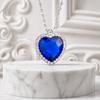 Collier Pendentif Cœur Bleu, Collier Cœur Fausse Pierre Diamant, Bijou Romantique Scintillant Cadeau pour Femme Épouse Petite Amie Accessoire de Soirée