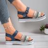 Women Stylish Fringe Design Platform Sandals Summer New Buckle Open Toe Sandal Female Casual Rivet Decor Med Heel Sandals Mujer