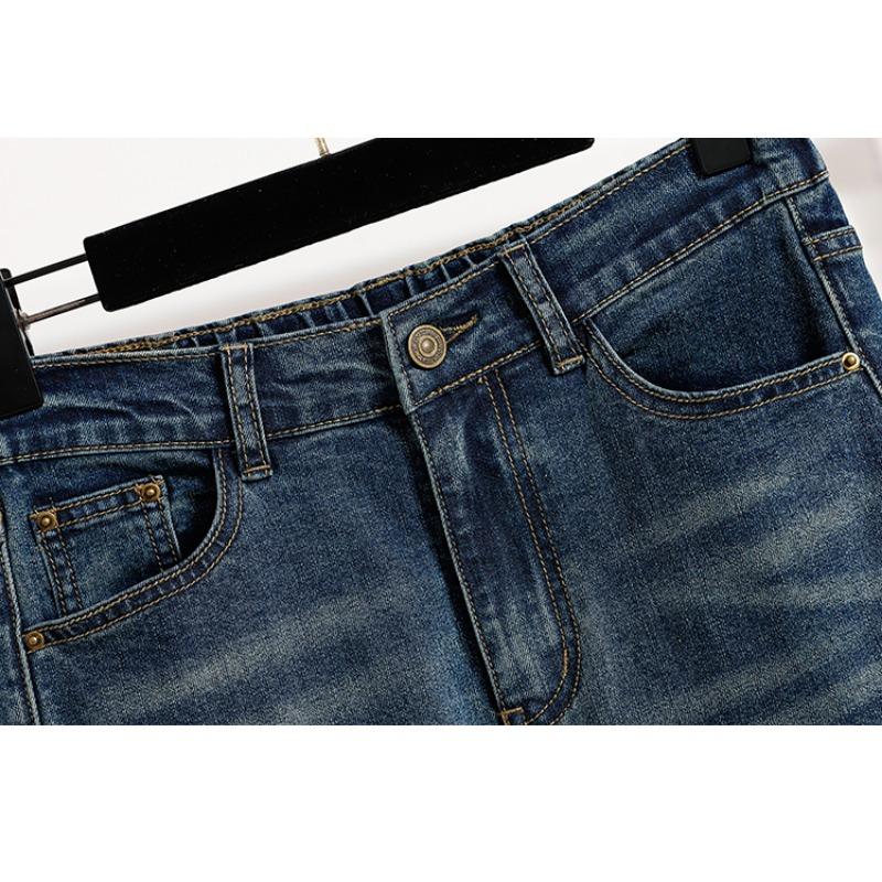 DIMANAF 2025 Plus Size Autumn Women Jeans Elastic  Pants Denim Blue High Waist New Pants 5XL