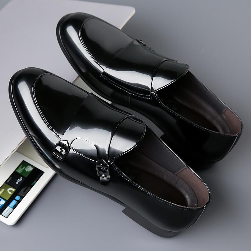2024 Size 39 To 46 Mens Dress Shoes Patent Leather Double Buckle Monk Strap Men Shoes Snake Print Cap Toe Classic Italian Shoes