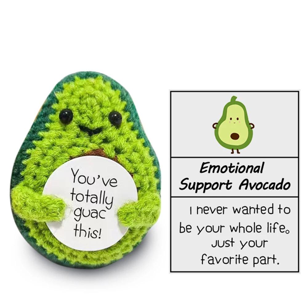 Gestricktes Avocado-Spielzeug mit Karte Kreative Positive Energie Kartoffel Umarmung Tasche Mini Handgemacht Plüsch Wolle Häkelpuppen Deko Ornamente