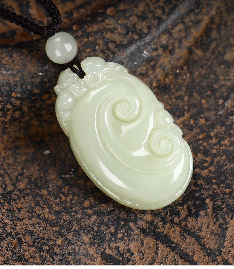 Natural Xinjiang Hetian Jade Ruyi Pendant with Pixiu for Men and Women - Auspicious Design
