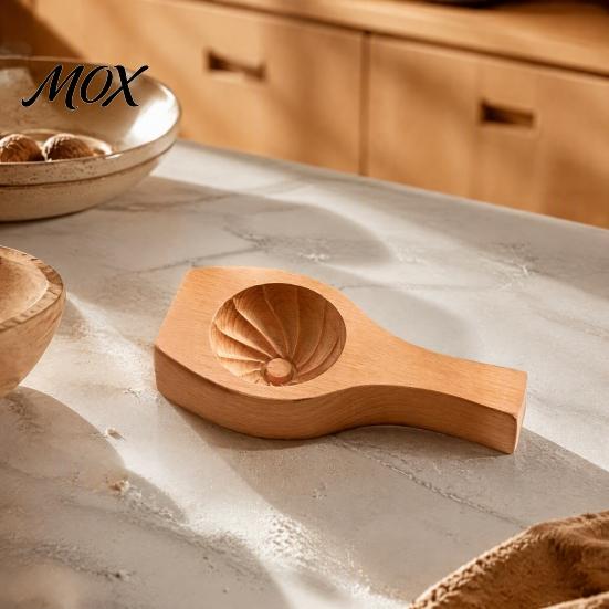 Kitchen Gadgets for Dumplings Wooden Bun Mold with Handle, Manual Press Baozi Maker Mold, Easy Pierogi DIY Ravioli Pastry Presser Flower Edges Stuffed