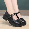 Damen-Lederschuhe mit einem Riemen, Schuhe mit dicker Sohle und klobigem Absatz, Retro-Mary-Jane-Schuhe für den Frühling