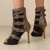 Women Sandals Summer Mesh Boots 2025 Belts Decor Peep Toe Dance Stiletto