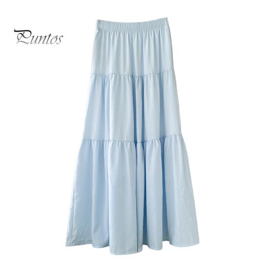 

Женская макси-юбка с эластичной резинкой на высокой талии, оборками и строчкой, большим подолом, длинная юбка, однотонная, трапециевидная, летняя повседневная юбка S синий