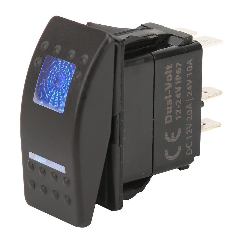 LED 5Pin Rocker Switch 12V 24V Car Rocker Switch Panel with Blue Back Light and Jumper Durable Convenient for Car Truck