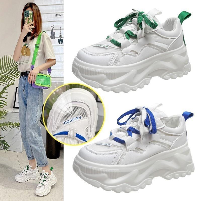 Breathable Dad Shoes Women's Ins Trendy Girl 2025 Summer New Versatile Thick Sole Heightening Thin Casual Sports Shoes Women